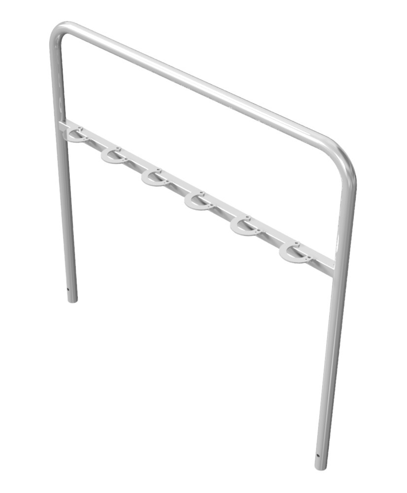 Scooter stand with hoops, for setting in concrete, with lockable retaining rings, W 1500 mm - 2