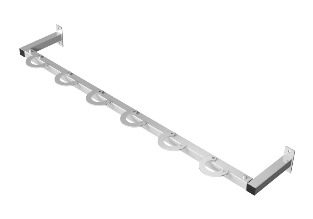 Scooter stand with lockable retaining rings for wall mounting, width 1500 mm - 3