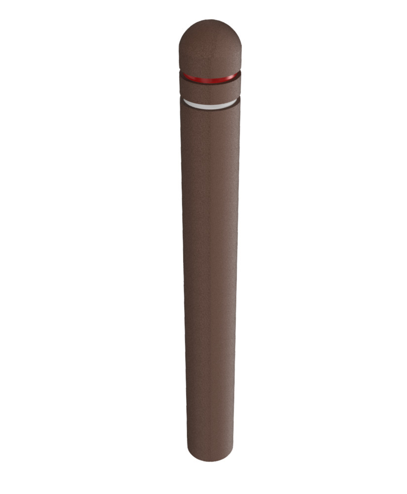 Absperrpfosten, Halbkugelkopf Ø 150mm, aus Recyclingmaterial, Gesamtlänge 1500 mm, mit Fräsungen - 1