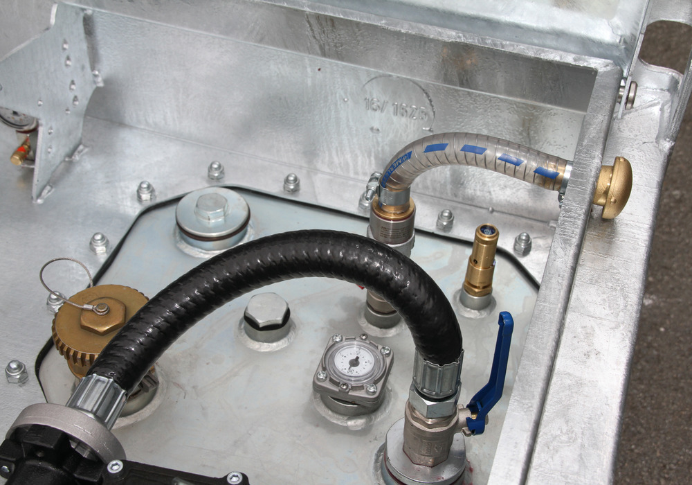 Mobilna stacja tankowania benzyny KI-B, o podwójnych ściankach, 330 l, pompa 230V (ATEX) i akcesoria - 6