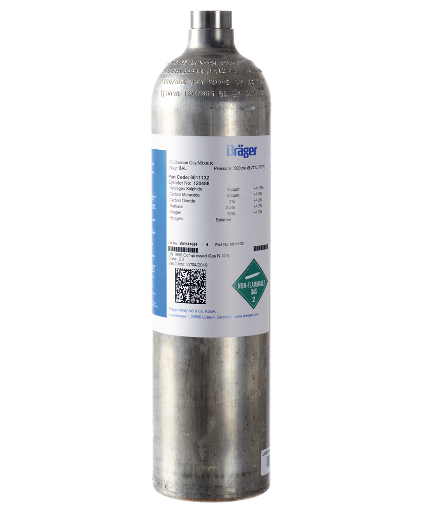 Dräger test gas, 58 litres, monophosphane (PH3), 0.5 ppm - 1