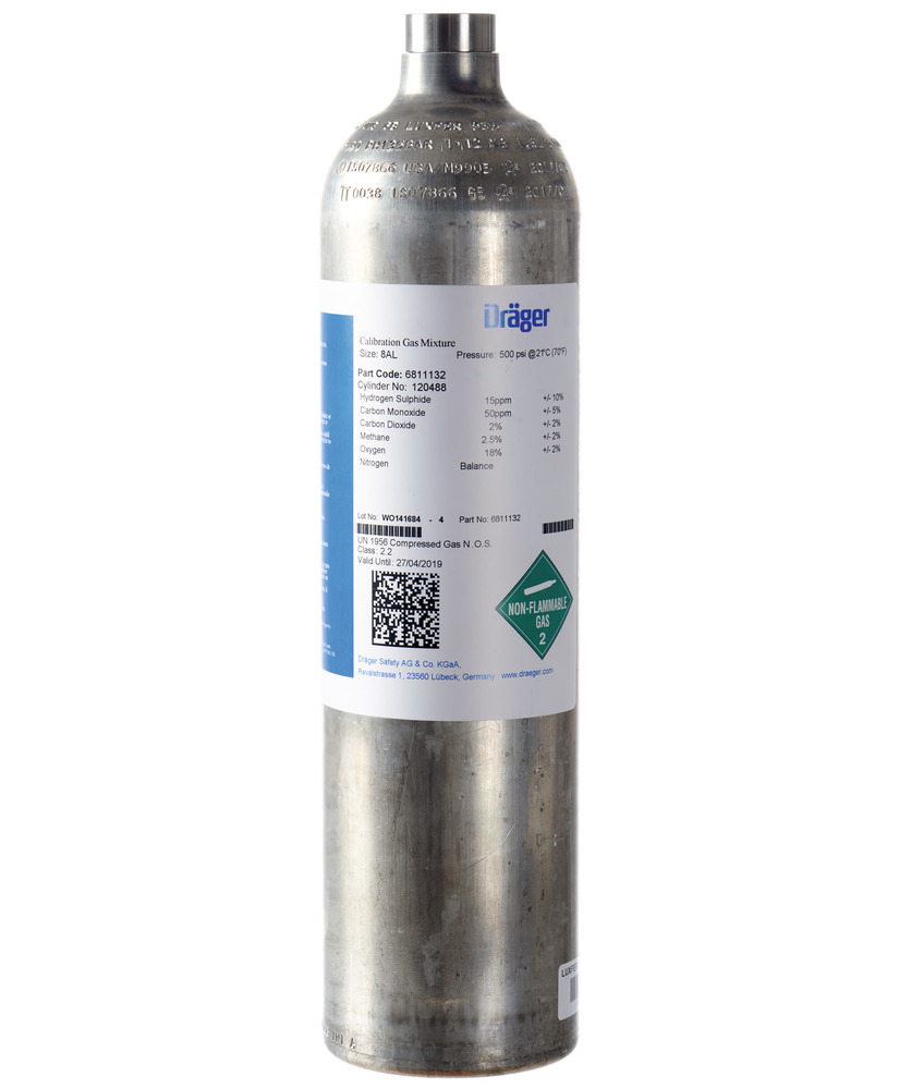 Gás de teste Dräger, 58 L, cianeto de hidrogénio (HCN) 10 ppm - 1