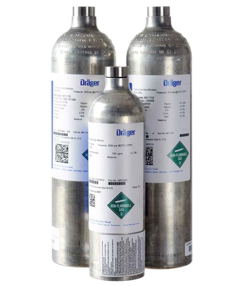Dräger test gas, 60 litres, hydrogen sulphide (H2S), 20 ppm - 1