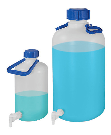 Flessen met brede hals van PE-HD, met schenktuit, met draaggreep en schroefdop, 10 liter - 2