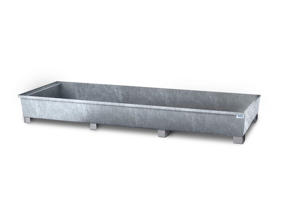 Spill tray for underneath the rack in galvanised steel for shelf width 3300 mm, 3280 x 1300 x 420 mm - 1