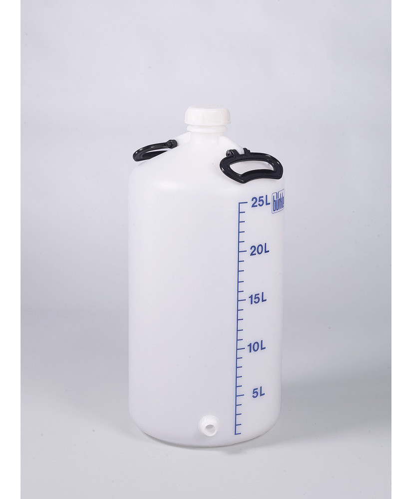 Flessen met brede hals van HDPE, met twee draaggrepen en schroefdop, 25 liter, w. schroefdraadhals - 2