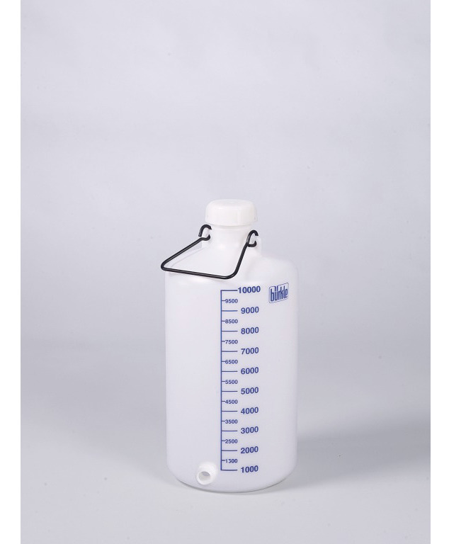 Leveäsuiset pullot HDPE-muovia, kantokahva ja kierrekorkki, 10 litraa, hanaliitännällä - 2