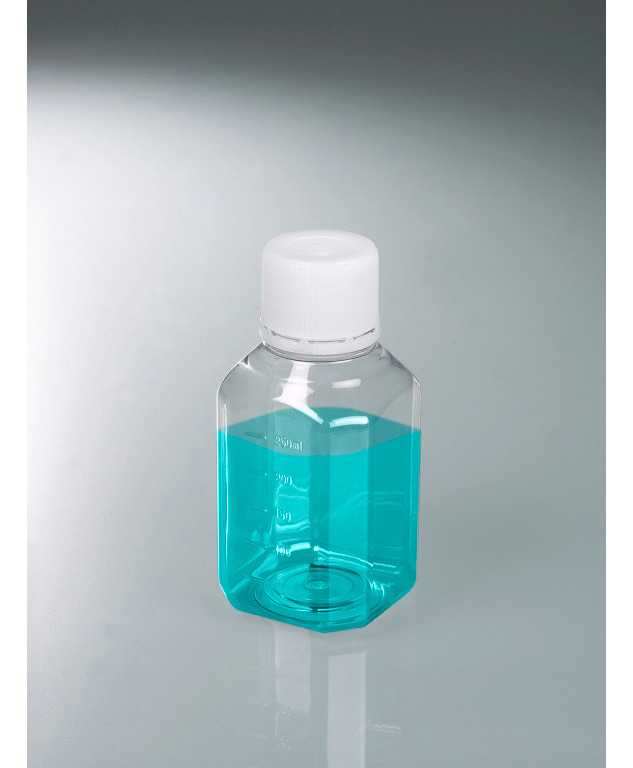 Laboratórna fľaša  z PET, priehľadná, uzáver na závit, mierka, 250 ml, 24 ks - 2