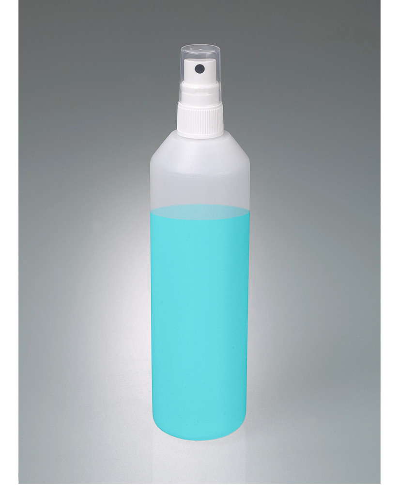 Spray bottles in HDPE, pump atomiser in PP, transparent, 250ml, 10 pieces