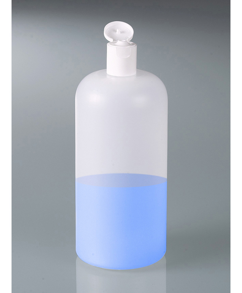 Round bottles in HDPE, with flap closure 1000 ml, 10 pieces - 2