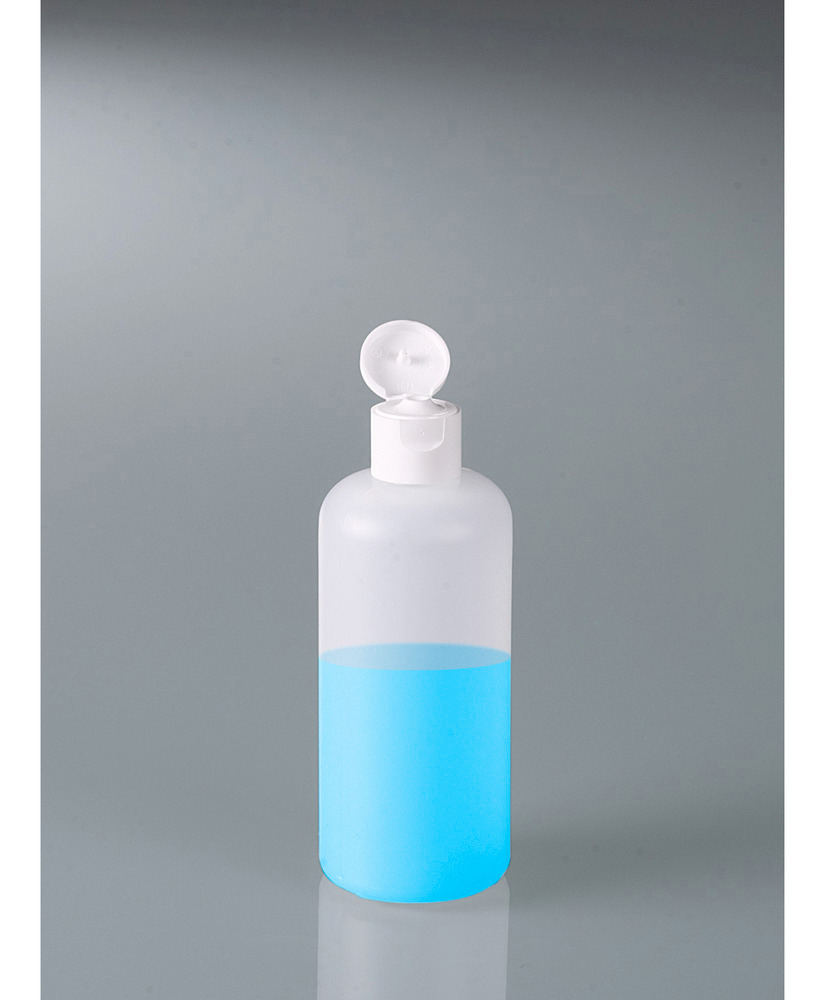 Rundflaschen aus HDPE, mit Klappverschluss 250 ml, 10 Stück - 2