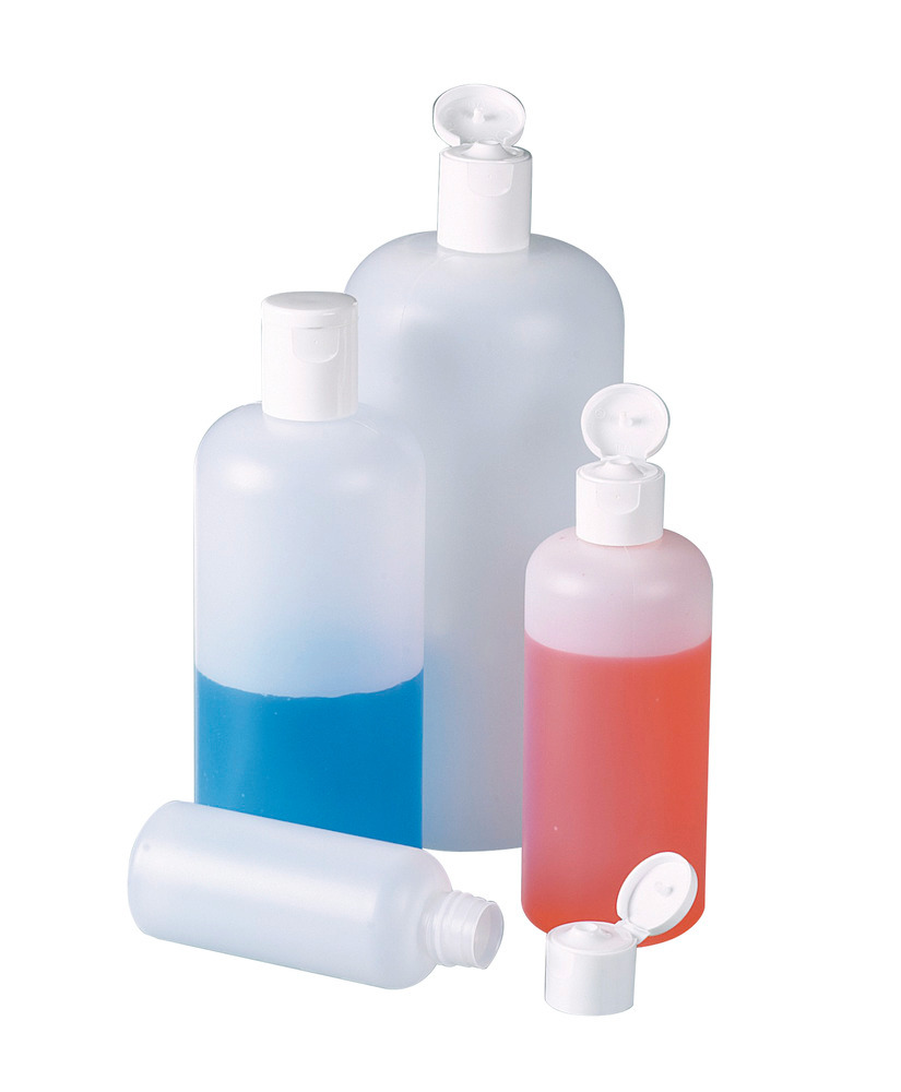 Rundflaschen aus HDPE, mit Klappverschluss 100 ml, 12 Stück - 2