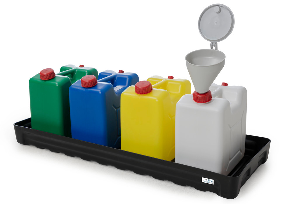 Collection and disposal station, with plastic spill pallet, 4 canisters, filling funnel - 1