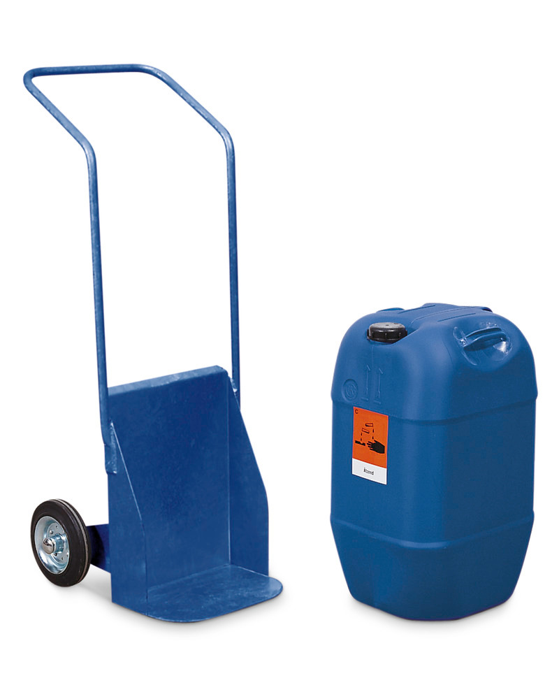 Carboy trolley BK-60, painted blue, solid rubber wheels, for containers up to 60 litre, anti-static - 1