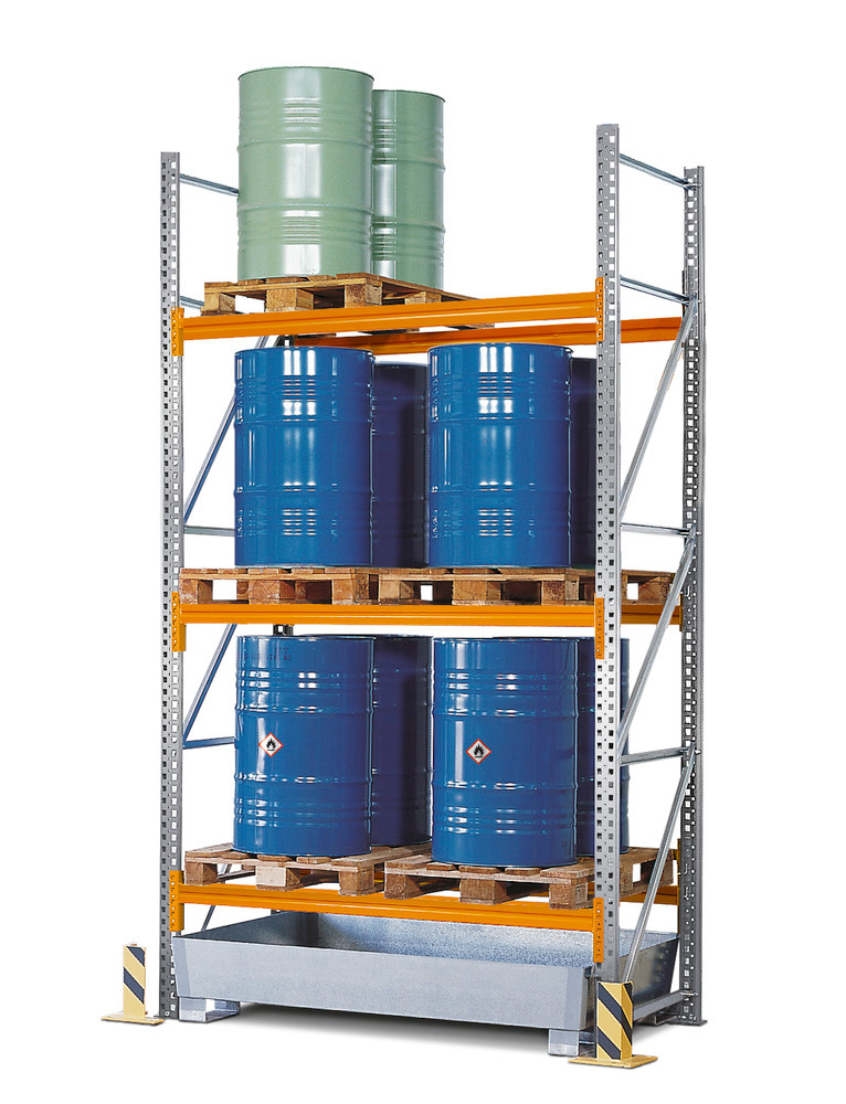 Pallet racking, PR 18.37, for 6 Euro or 3 Chemical pallets, with 3 shelves, starter module - 1