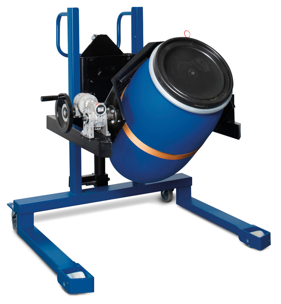 Drum lifter Servo, drum turner 360 , 60 to 220 litre drums, wide chassis, lift height 0-750 mm - 1