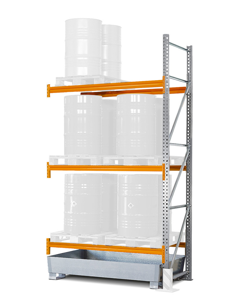 Pallet racking, PR 18.37, for 6 Euro or 3 Chemical pallets, with 3 shelves, extension module - 1