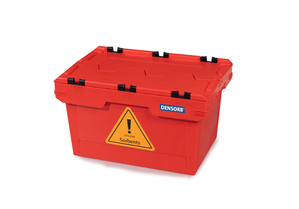 Set di prodotti assorbenti d'emergenza DENSORB in scatola pieghevole rossa, versione Olio - 4