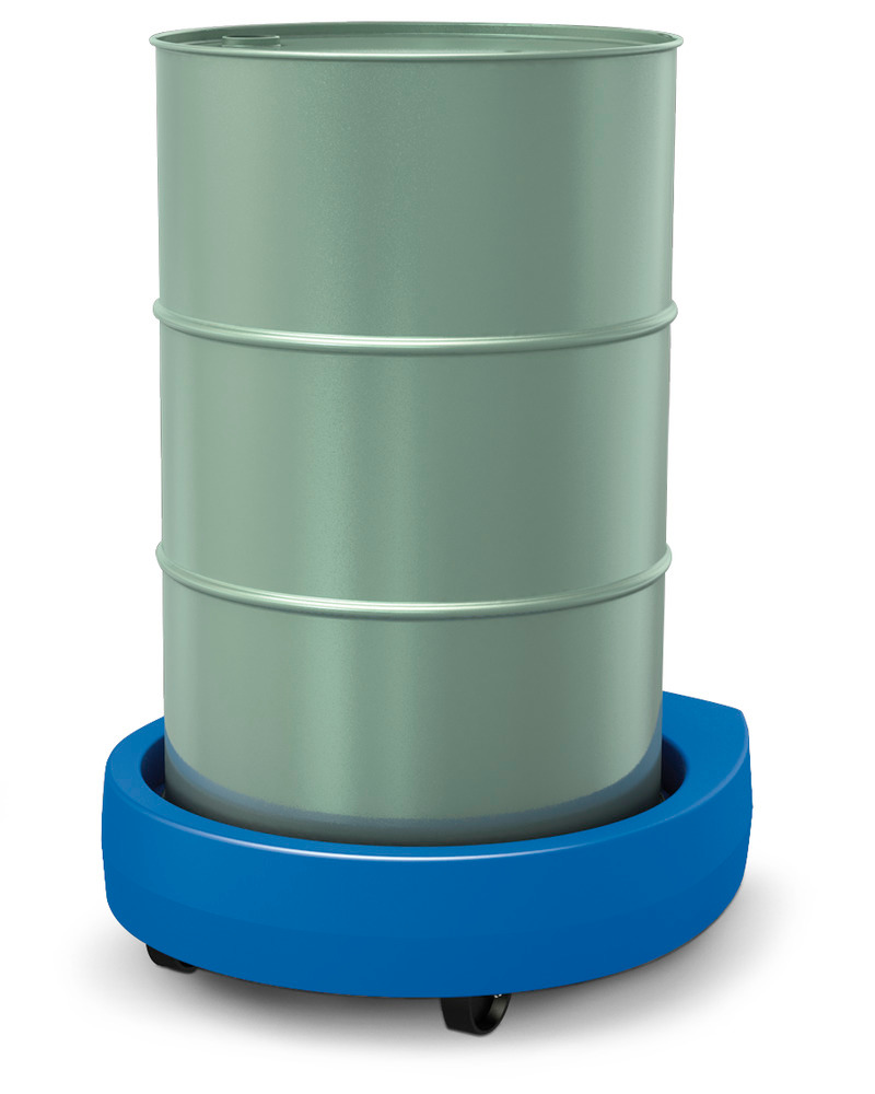 Fassroller Poly200 E aus Polyethylen (PE), 2 Bockrollen, 2 Lenkrollen, blau - 1