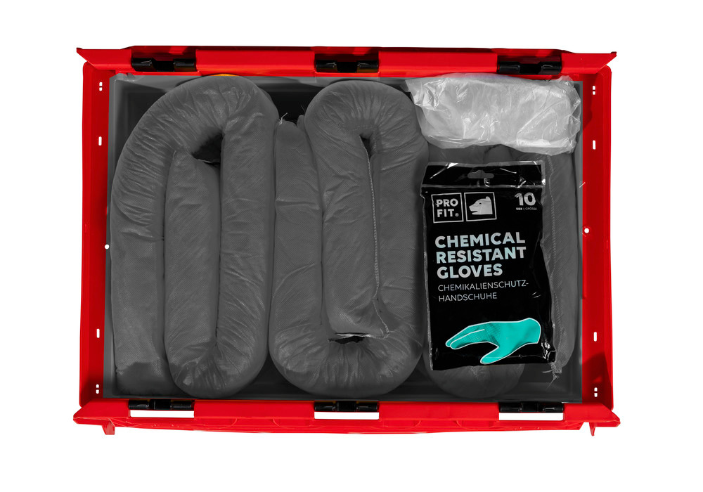 Kit d'absorbants d'urgence anti-pollution DENSORB dans caisse pliante rouge, modèle universel - 4