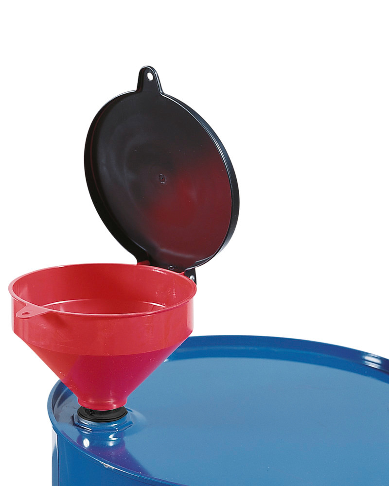 Funnel in plastic (PE), for drums with 2" bunghole, with lid - 1