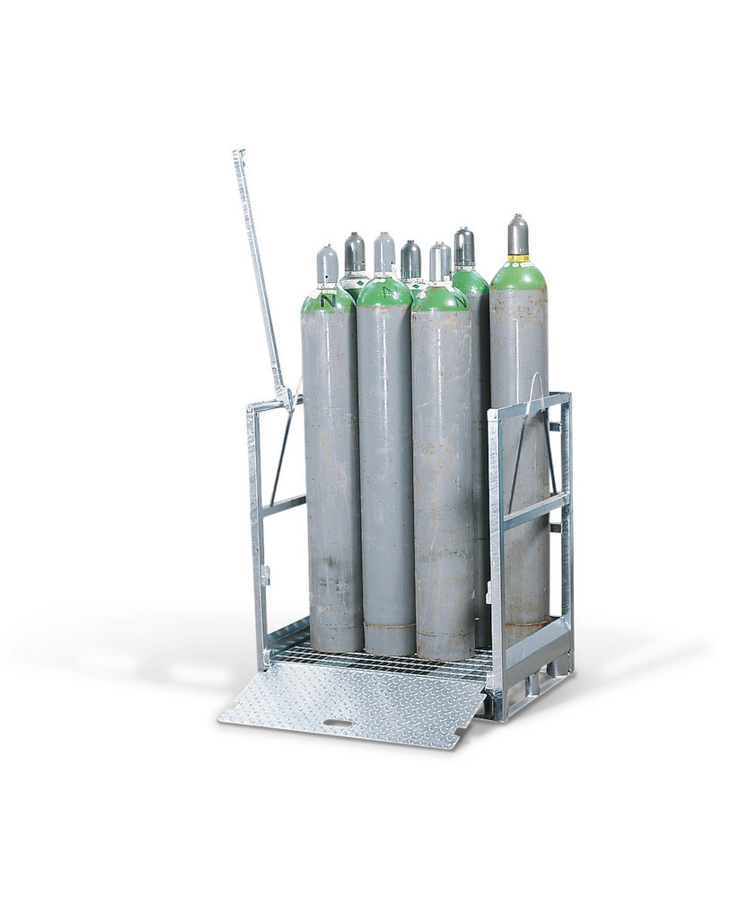 Pallet in acciaio per bombole di gas, per 12 bombole di gas con Ø max. 230 mm - 1