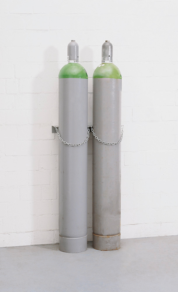 Gasflaschen-Wandhalterung aus Stahl, für 2 Gasflaschen mit max. Ø: 230 mm - 1