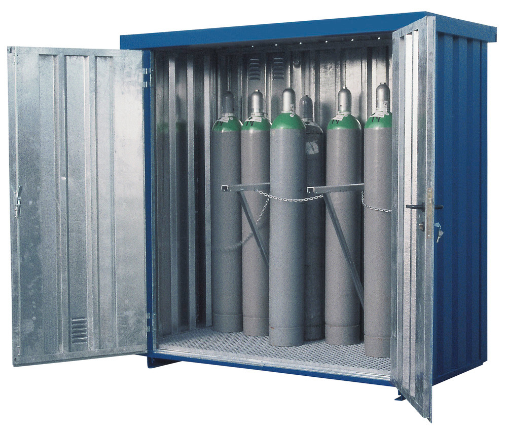 Gasflessencontainer MDC 210, opslagcapaciteit 21 flessen (Ø 220 mm), verz. en gelakt - 1