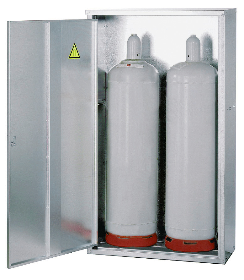 Skab til flasker med flydende gas, ST 23, til 2 x 33 kg flaske, med lukket væg og 1-fløjet dør - 1