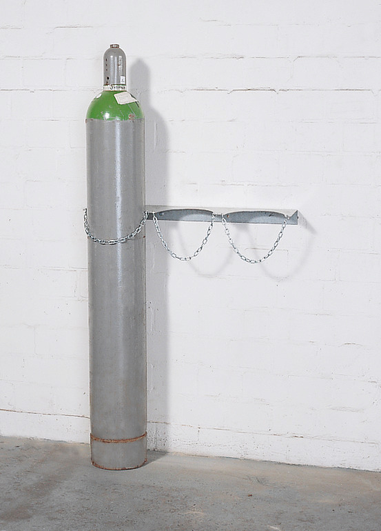 Sostegno a parete per bombole di gas, in acciaio, per 3 bombole con Ø max. 230 mm - 1