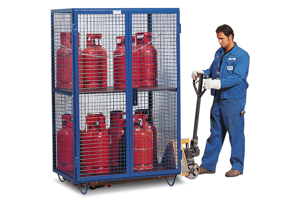 Armoire à bouteilles de gaz, 8 bouteilles de 11 kg ou 6 de 33 kg, accessible par le dessous, bleu - 1