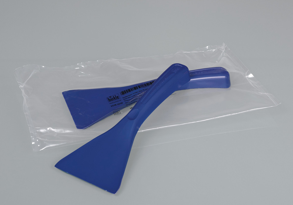 Detectable scraper in polystyrene, 80 mm, blue, individually packed/sterile, pack of 10 - 1