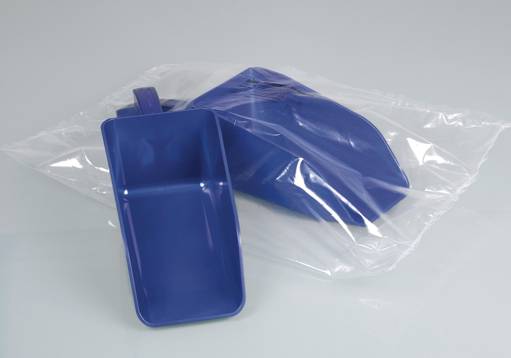 Detekterbar skovl af polystyrol, 150 ml, blå, enkeltvis pakket/steril, 10 stk. - 1