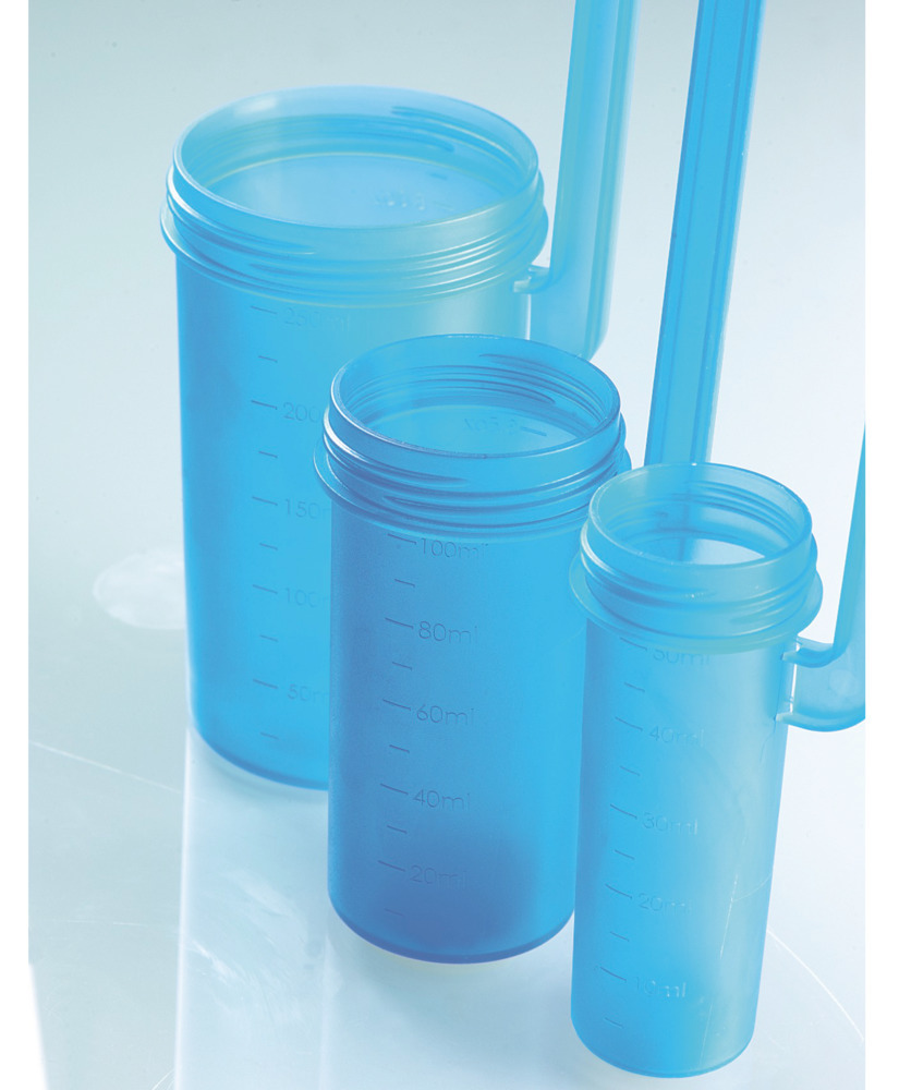 Tubos descartáveis Laboplast, polipropileno, azul, 250 ml, embalado individualmente, pack 20 un. - 1