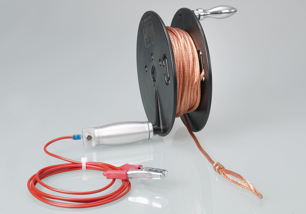 Hand rope spool Ex, for dip tanks, with earthing cable, in polyamide, W x internal Ø 44 x 100 mm - 1