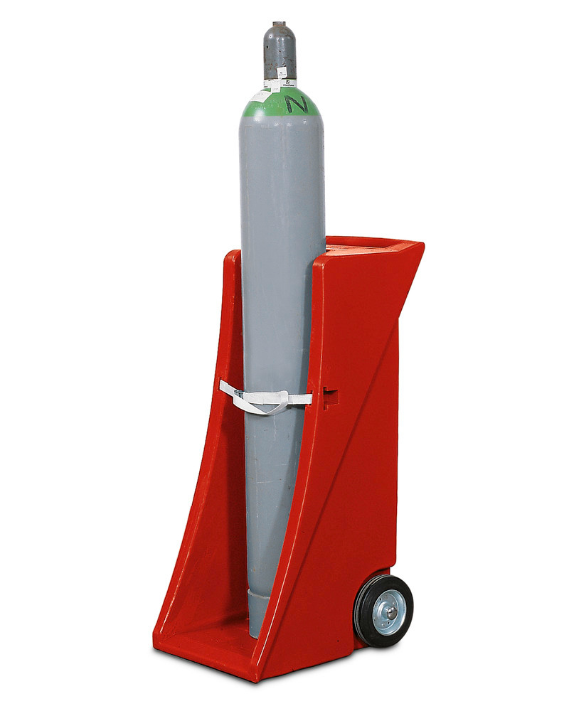 Vozík na plynové fľaše z polyetylénu (PE), pre 1 plynovú fľašu s max. Ø: 320 mm, s upínacím pásom - 1