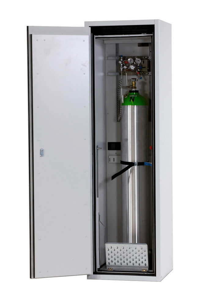 Brannsikkert gasskap for trykkgassflasker G 90.6, 600 mm bred, dørstopp til høyre, grå - 2