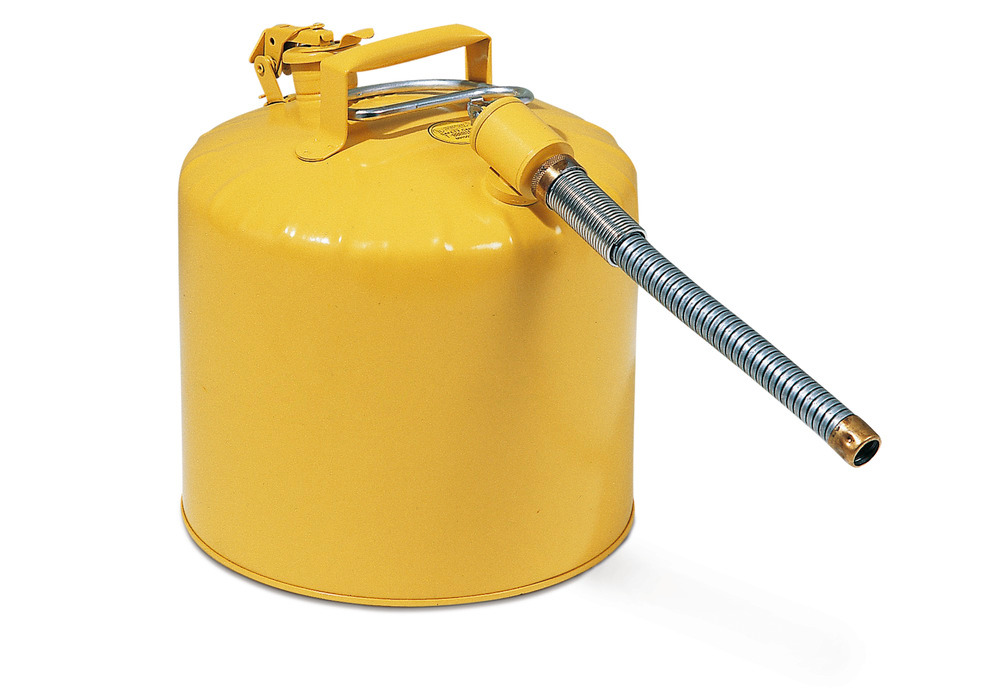 Sicherheitsbehälter aus Stahl, mit flexiblem Metallschlauch, FM-geprüft, 19 Liter Volumen, gelb - 1