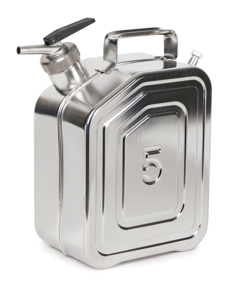 Stainless Steel Jerrican with tap and ventilation, 5 litre volume - 2