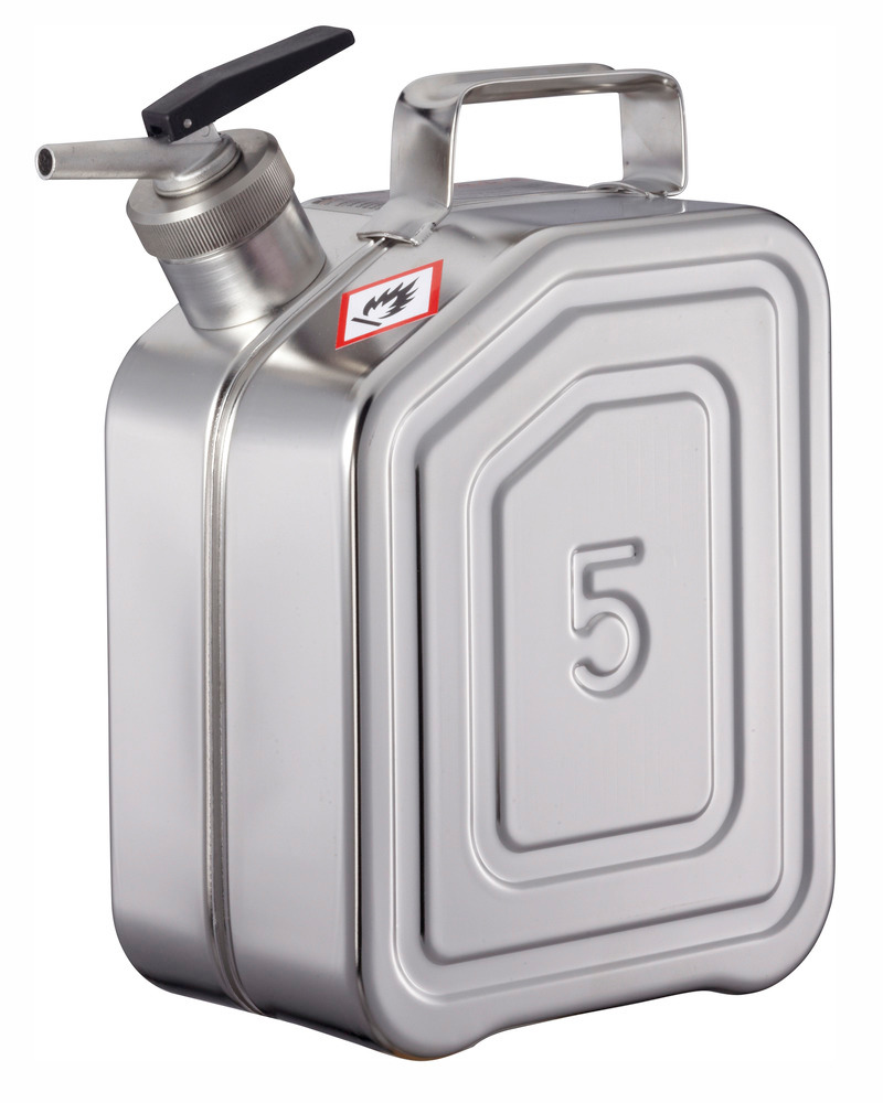 RVS jerrycan met fijndoseerkraan, inhoud 5 liter - 1