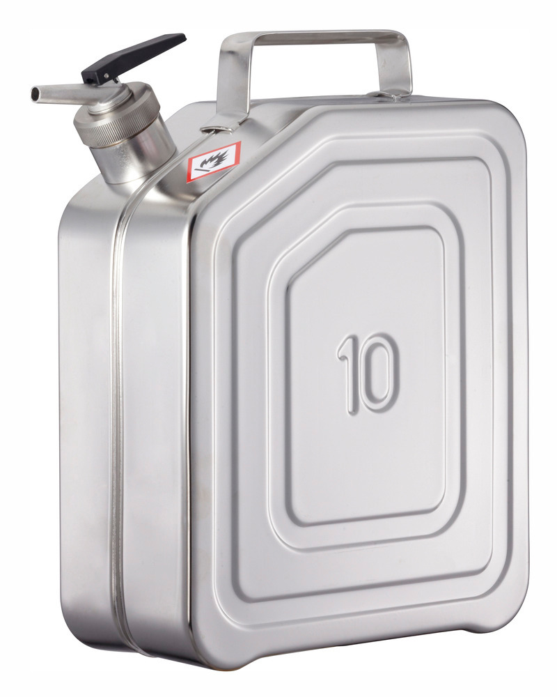 RVS jerrycan met fijndoseerkraan, inhoud 10 liter - 1