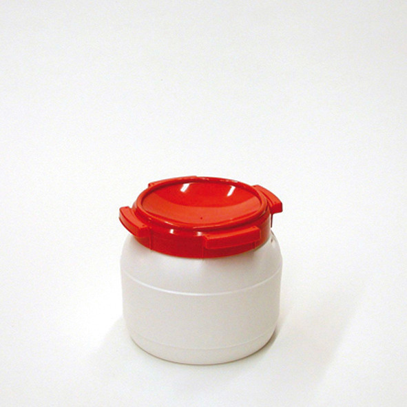Weithalsfass WH 10, aus Polyethylen (PE), 10,4 Liter Volumen, weiß/rot