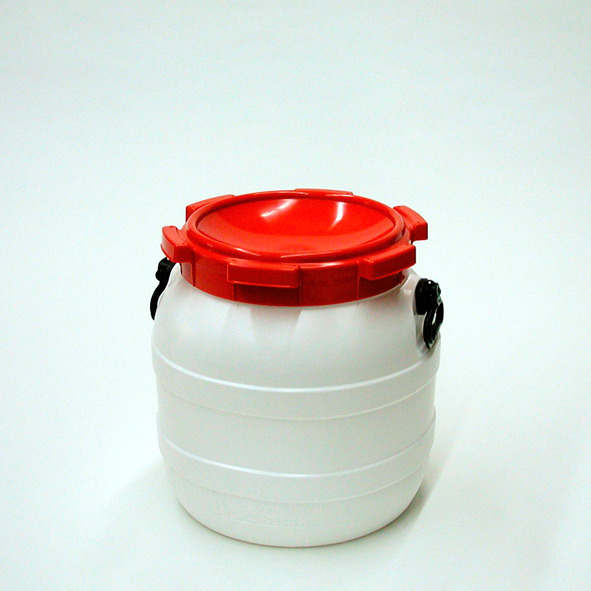 Weithalsfass WH 42, aus Polyethylen (PE), 42 Liter Volumen, weiß/rot - 1