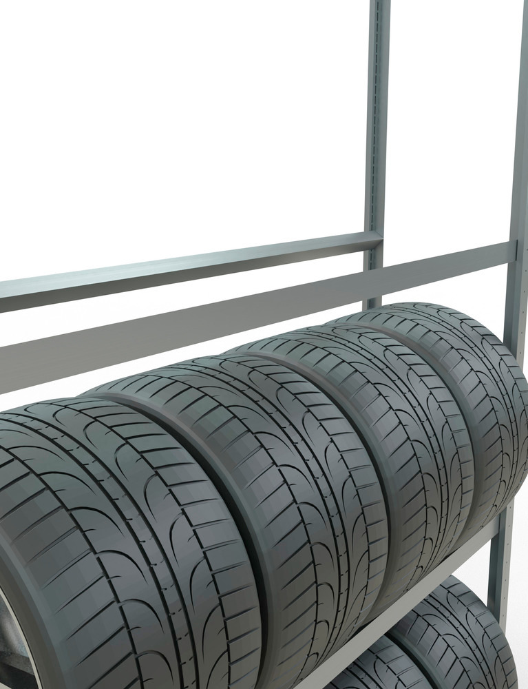 Regál na pneumatiky, základné pole, 4 skladovacie úrovne, 1500 mm, 1506 x 436 x 2750 mm - 3
