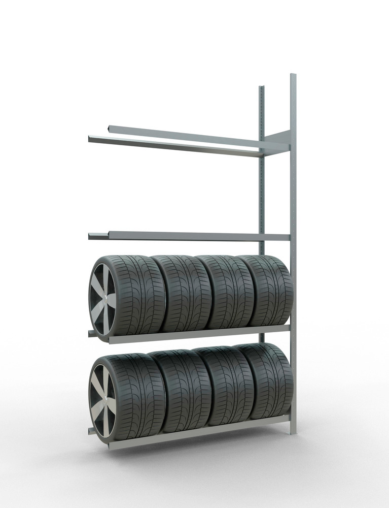 Rayonnage pour pneus, élément complémentaire, 1506 x 436 x 2750 mm, 4 étagères, galvanisé - 2