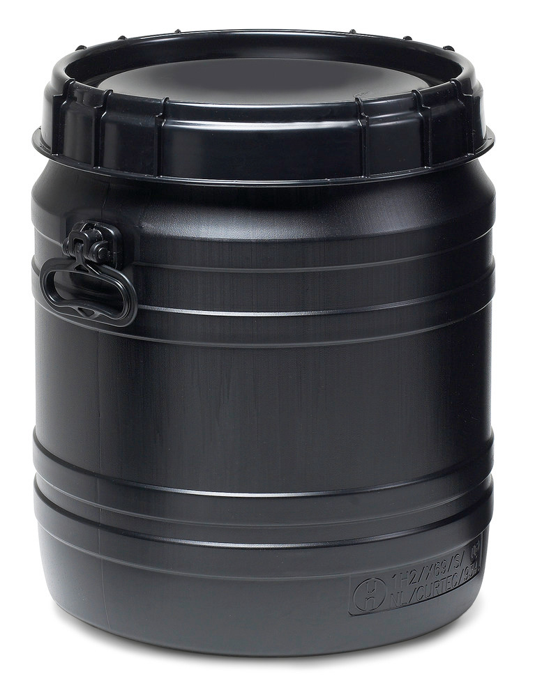 Super-wide necked drum SWH 50, with UV protection, 55 l, black, UN approved - 1