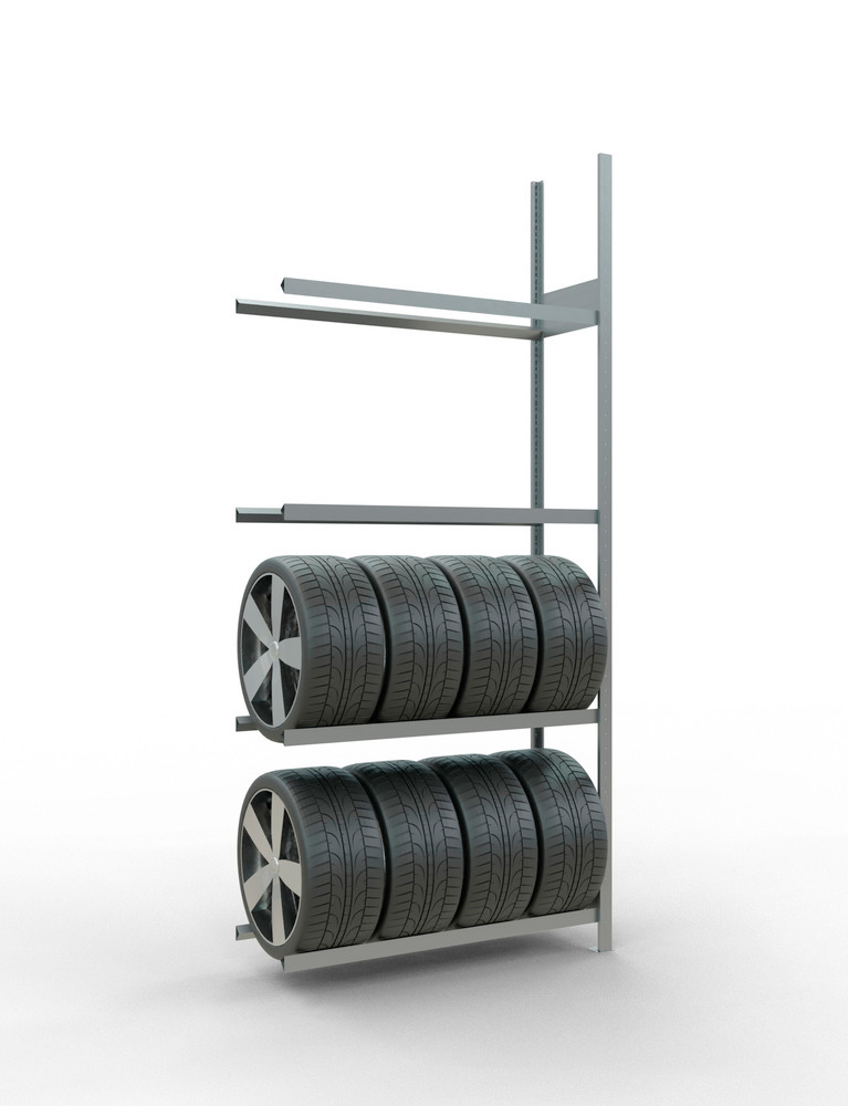 Rayonnage pour pneus, élément complémentaire, 1206 x 436 x 2750 mm, 4 étagères, galvanisé - 2