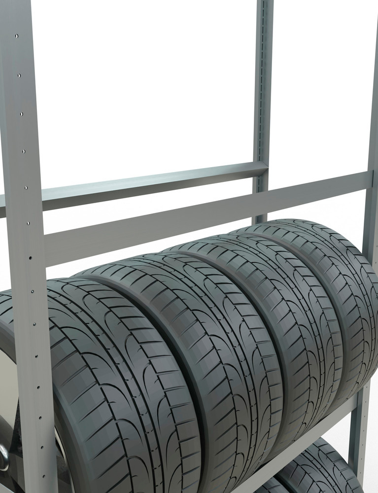 Rayonnage pour pneus, élément de base, 1260 x 436 x 2750 mm, 4 étagères, galvanisé - 3