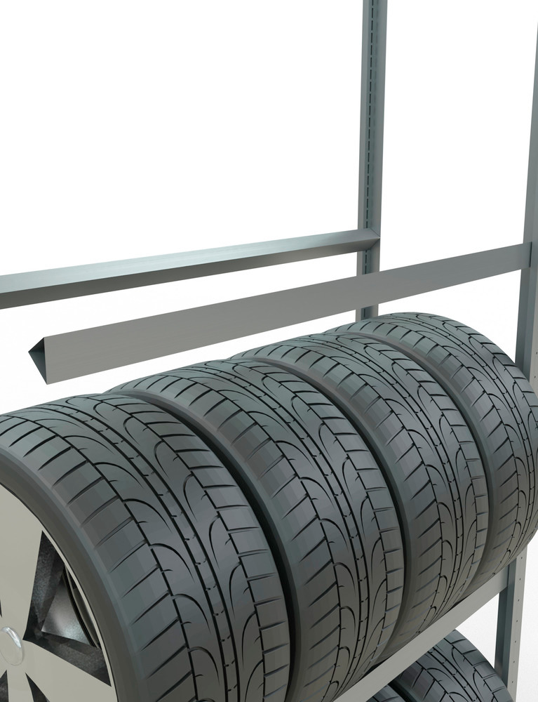 Regál na pneumatiky, základné pole, 4 skladovacie úrovne, 1150 mm, 1156 x 436 x 2750 mm - 3