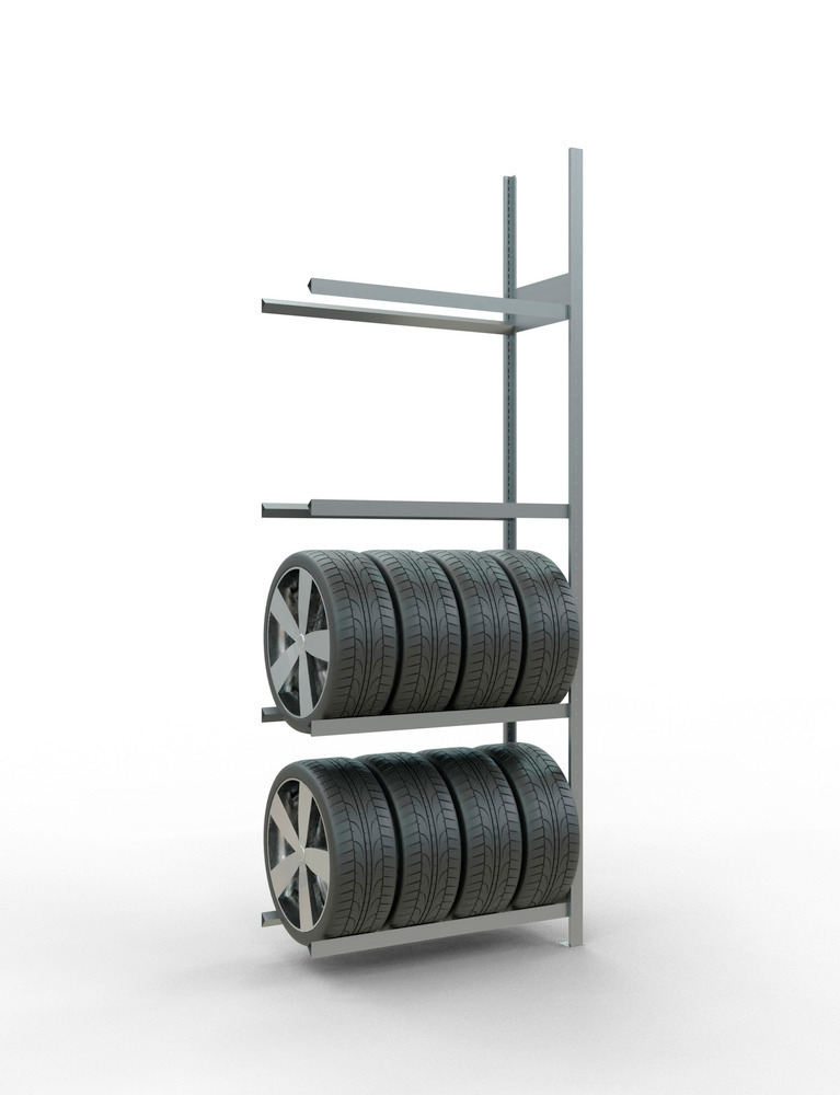 Rayonnage pour pneus, complément, 4 niveaux, largeur des rayons 1000 mm, 1006 x 436 x 2750 mm - 2